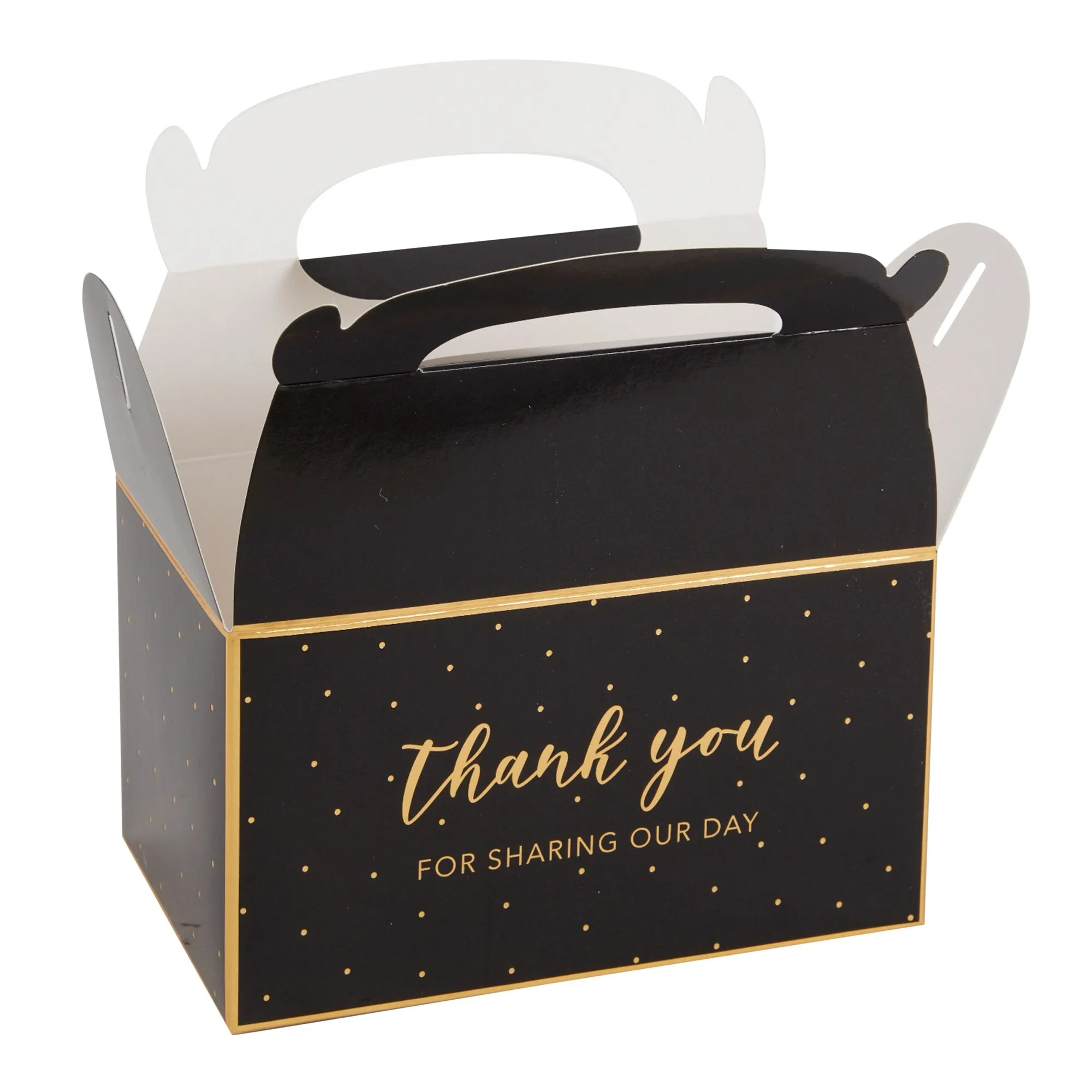 24-Pack 6.3x3.5x3.5-Inch Black Party Favor Gable Boxes, Thank You Gift Boxes for Birthday, Wedding, and Baby Shower Celebrations