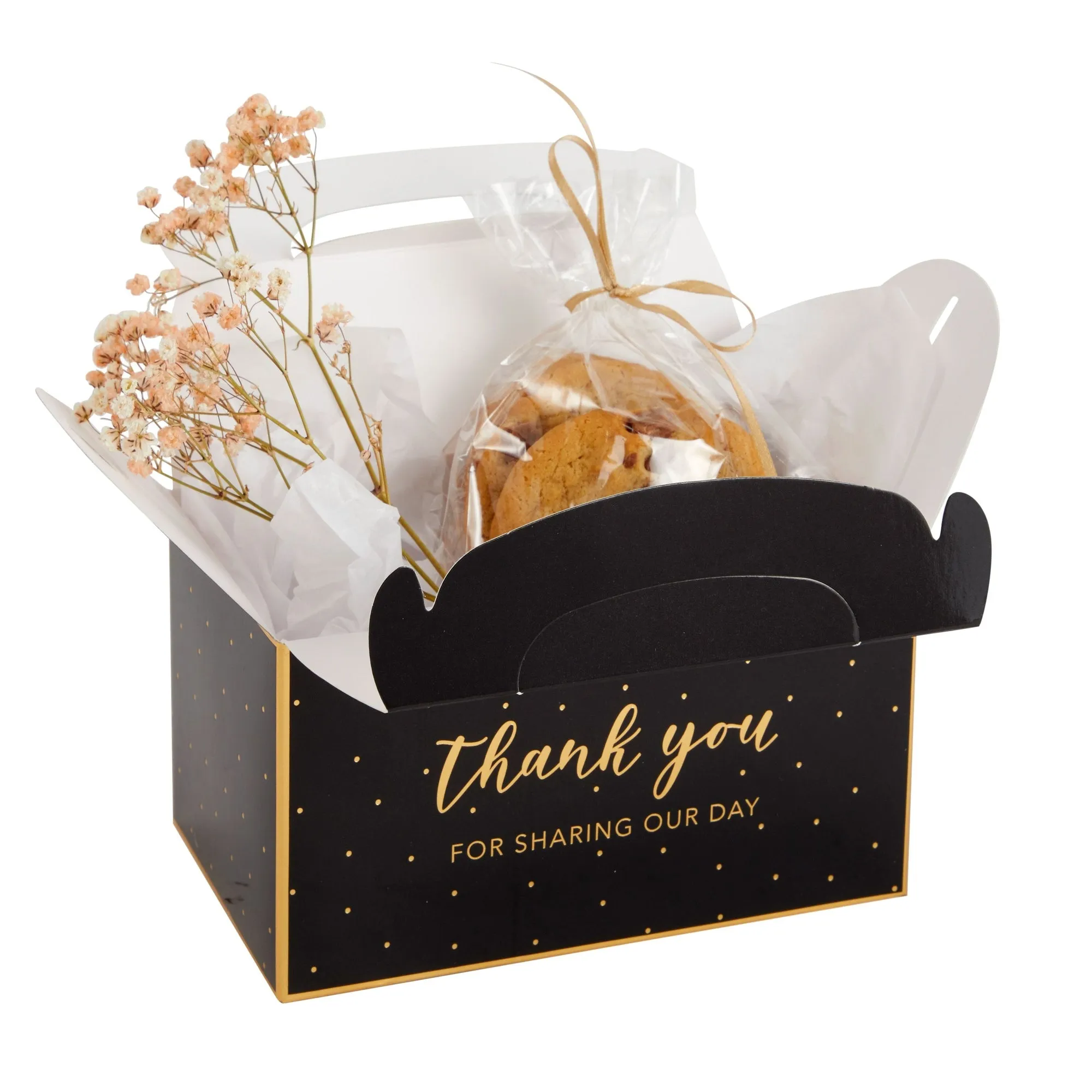 24-Pack 6.3x3.5x3.5-Inch Black Party Favor Gable Boxes, Thank You Gift Boxes for Birthday, Wedding, and Baby Shower Celebrations