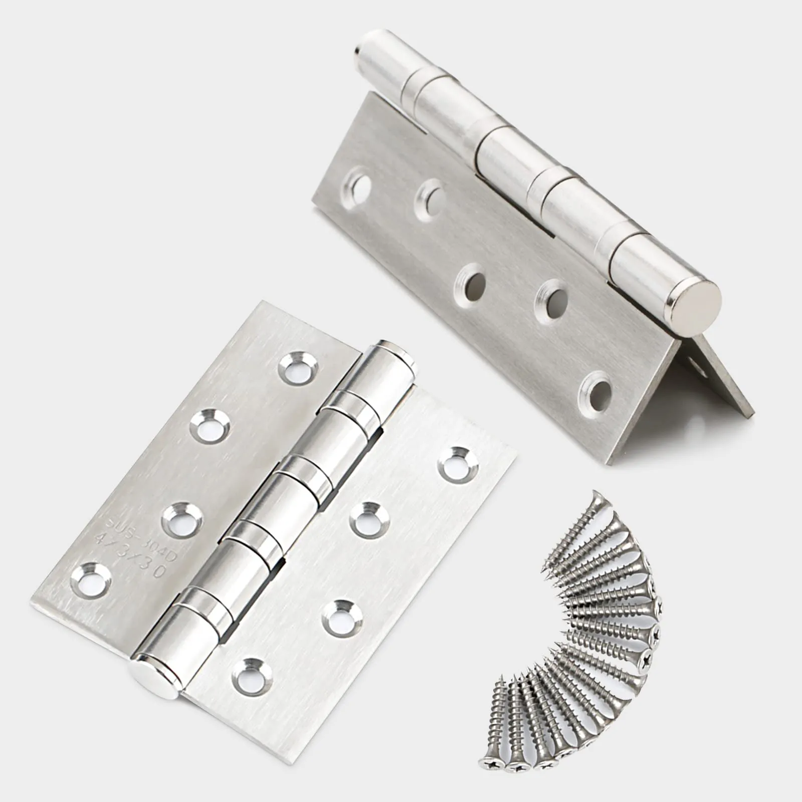 304 Stainless Steel Spring Hinges 100mm 2-Pack