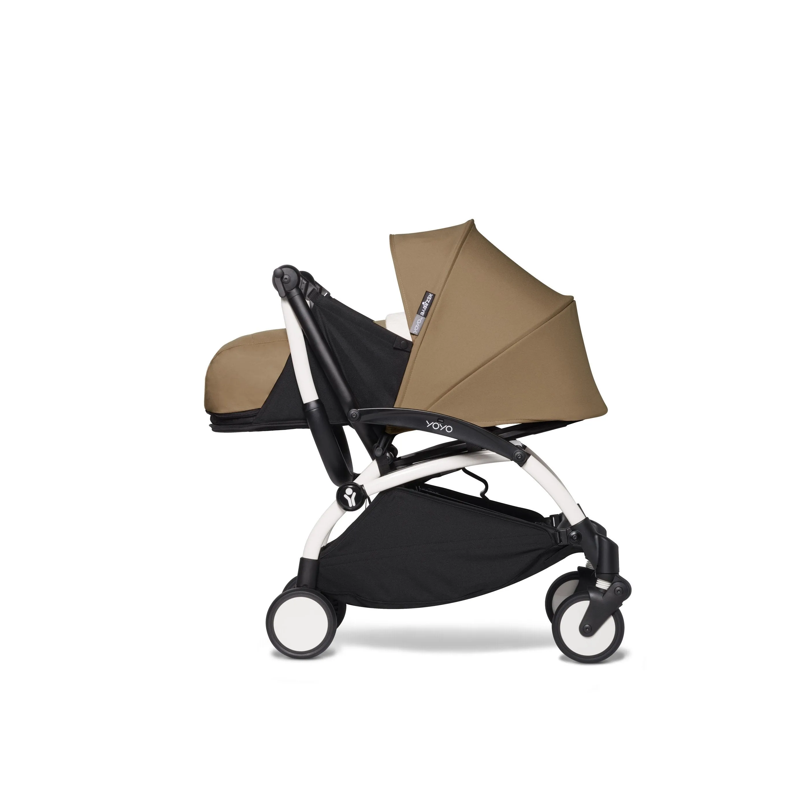 BABYZEN YOYO² Baby Stroller Set - White Frame with Toffee 0  Newborn Pack