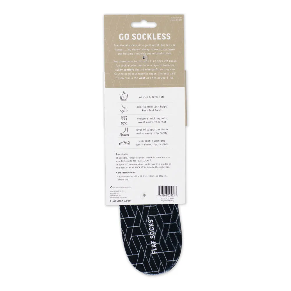 Black FLAT SOCKS | Washable No Show Sock Insert Cushion