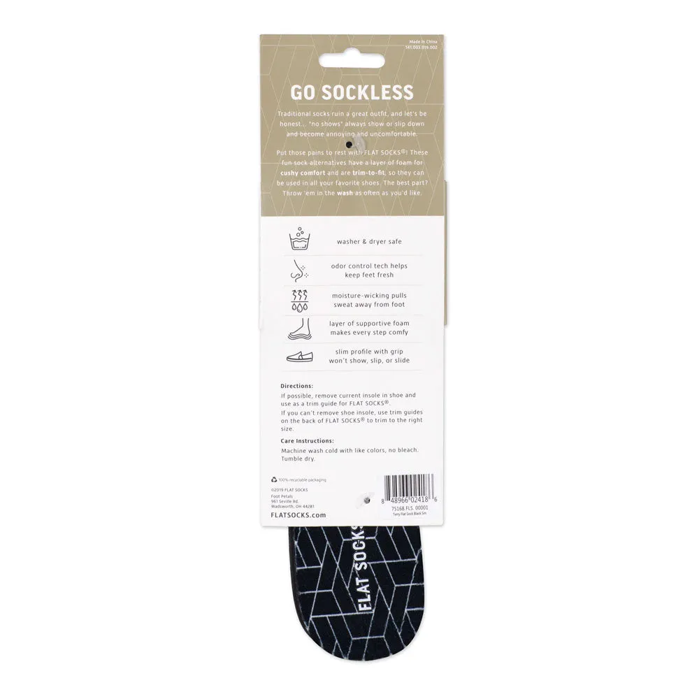 Black FLAT SOCKS | Washable No Show Sock Insert Cushion