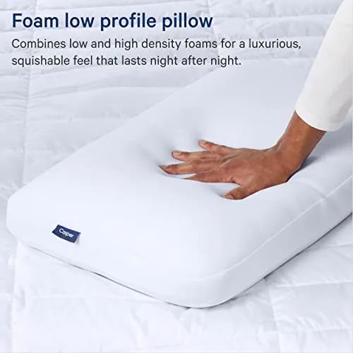 Casper Sleep Low Profile Foam Pillow for Sleeping, King, White