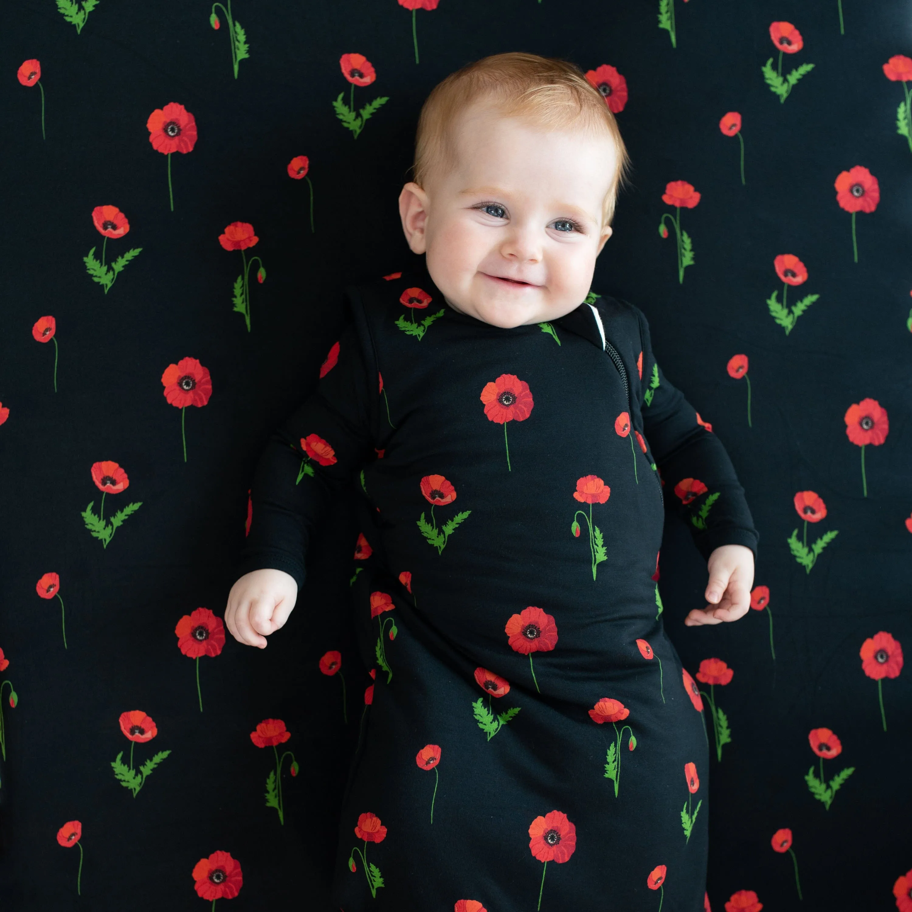 Crib Sheet in Midnight Poppies