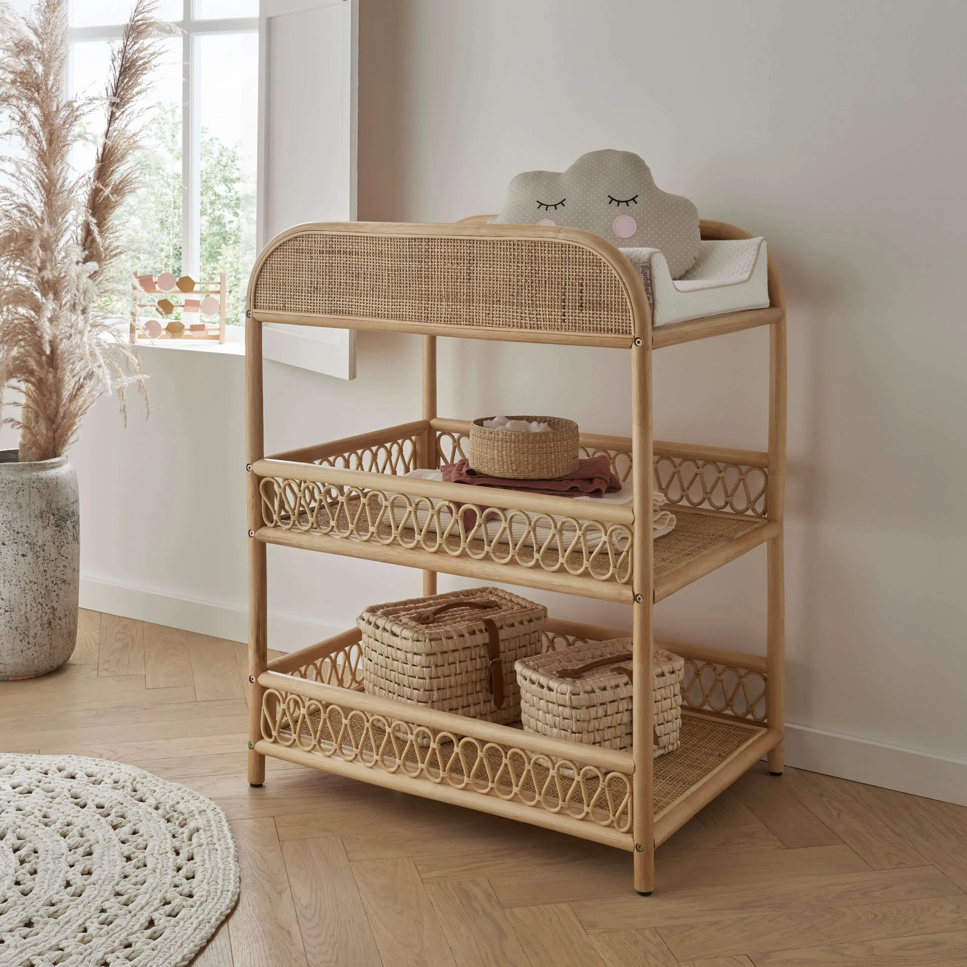 Cuddleco Aria 2pc Set Crib & Changer - Rattan