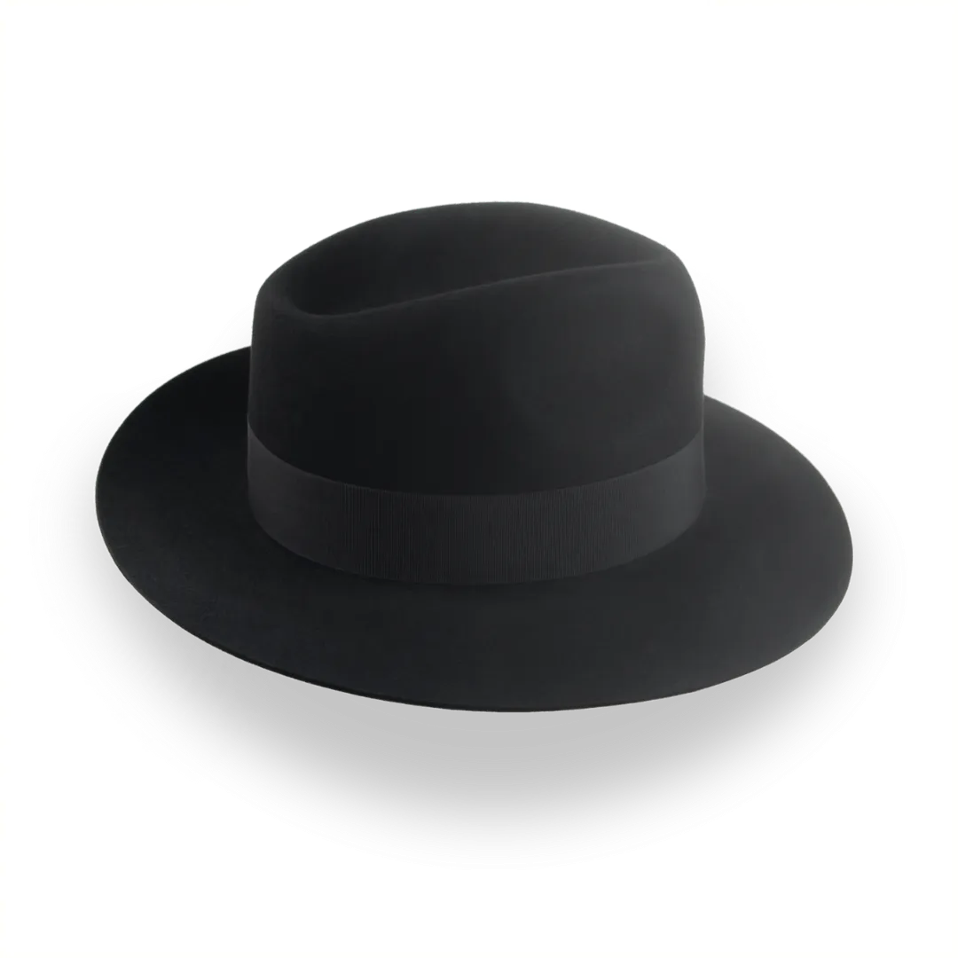 Custom Crafted Black Beaver Felt Fedora | The Regent