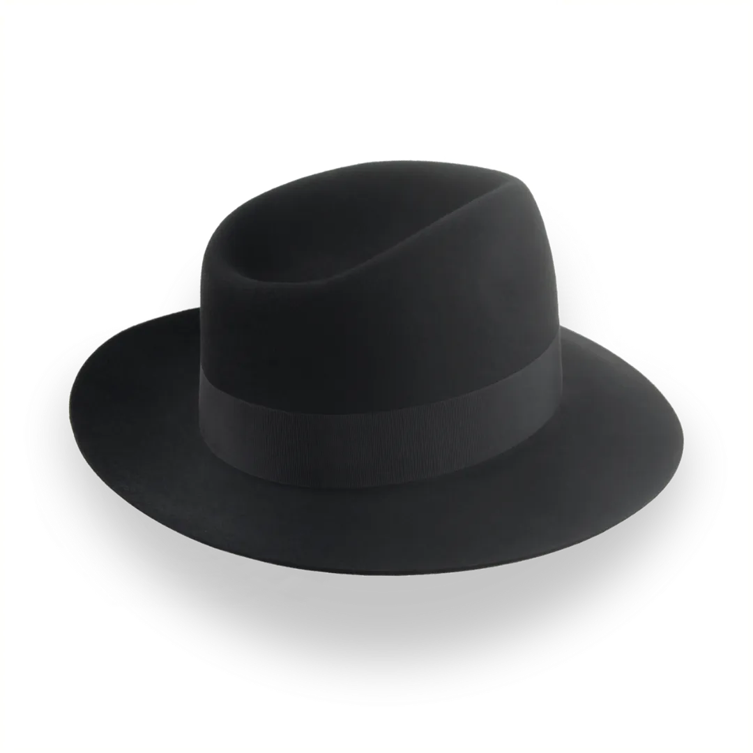 Custom Crafted Black Beaver Felt Fedora | The Regent