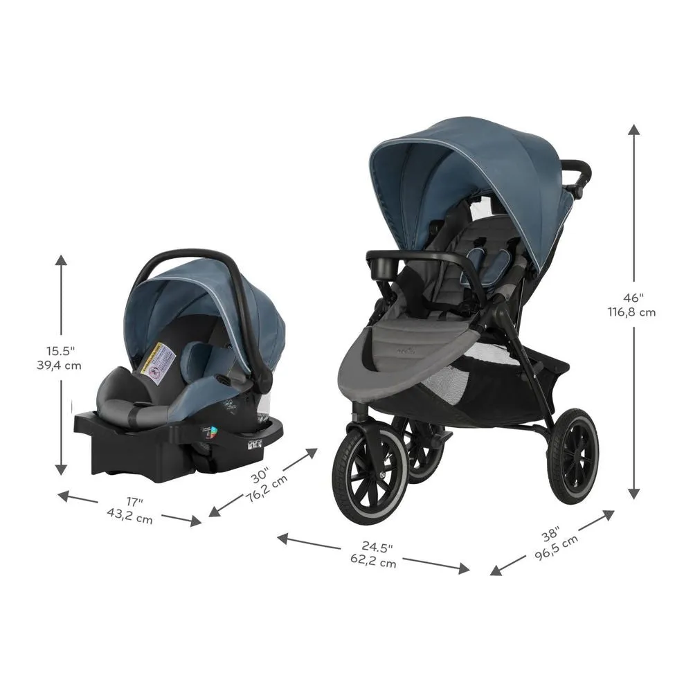 Evenflo Folio3 Stroll & Jog Jogging Travel System with LiteMax 35 Infant Car Seat - Skyline Blue