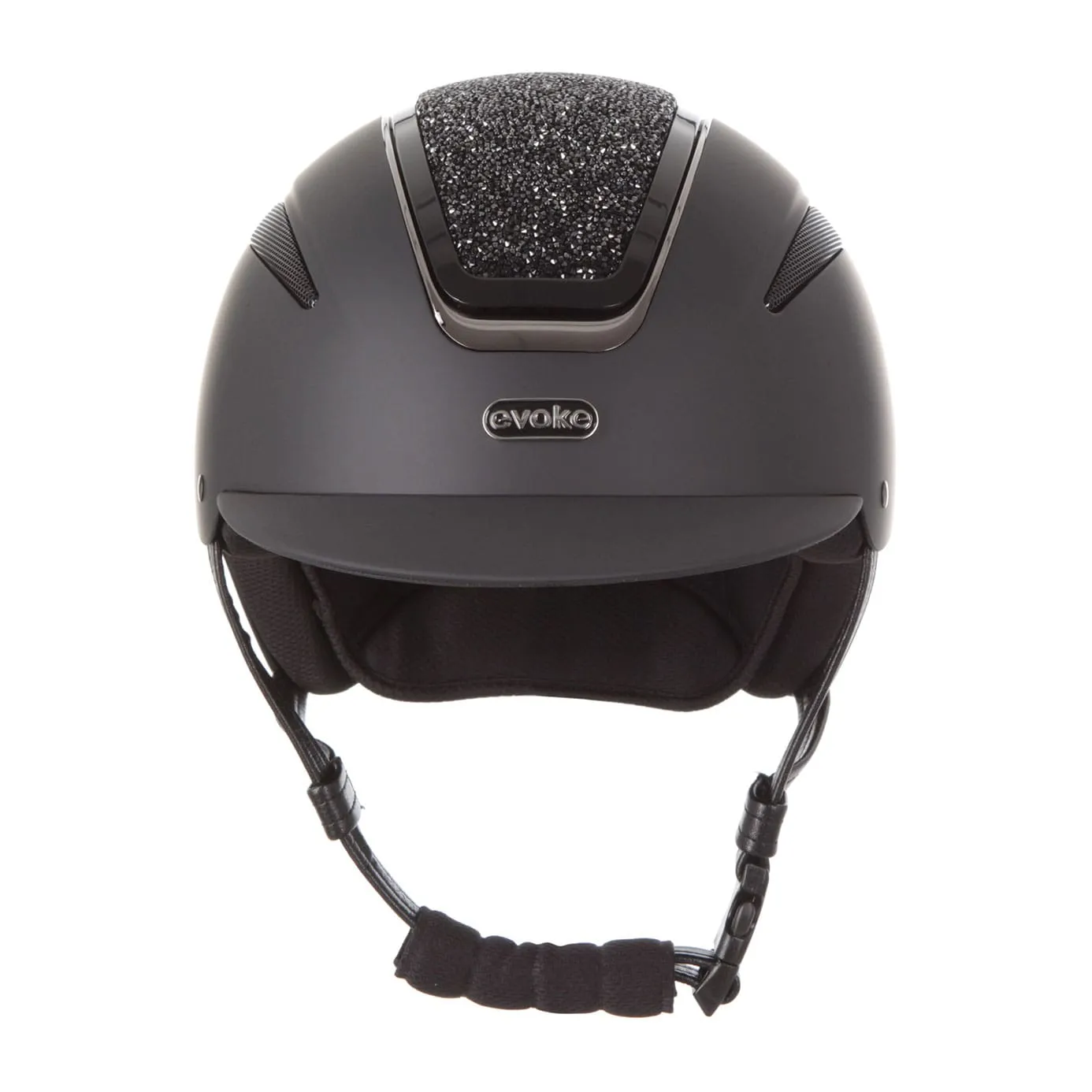 Evoke Callisto Classic Peak Riding Hat - Black/Black Crystal