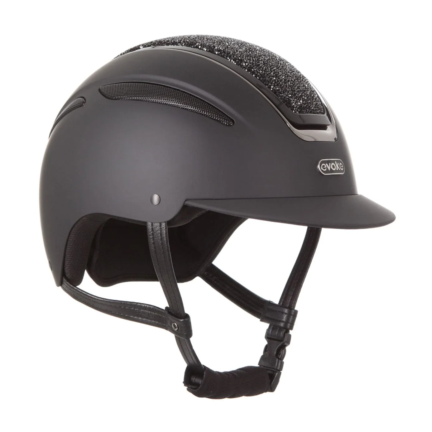 Evoke Callisto Classic Peak Riding Hat - Black/Black Crystal