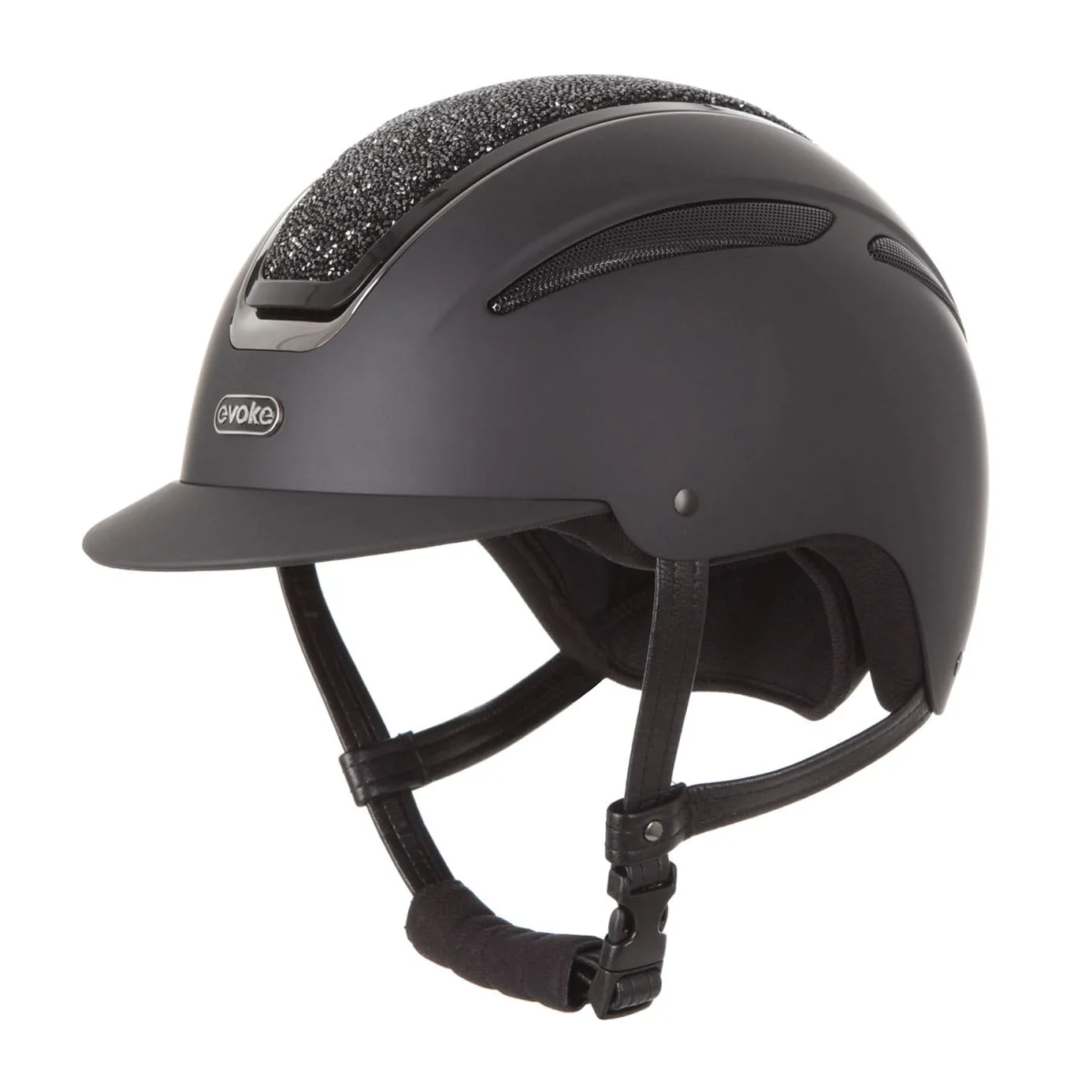 Evoke Callisto Classic Peak Riding Hat - Black/Black Crystal