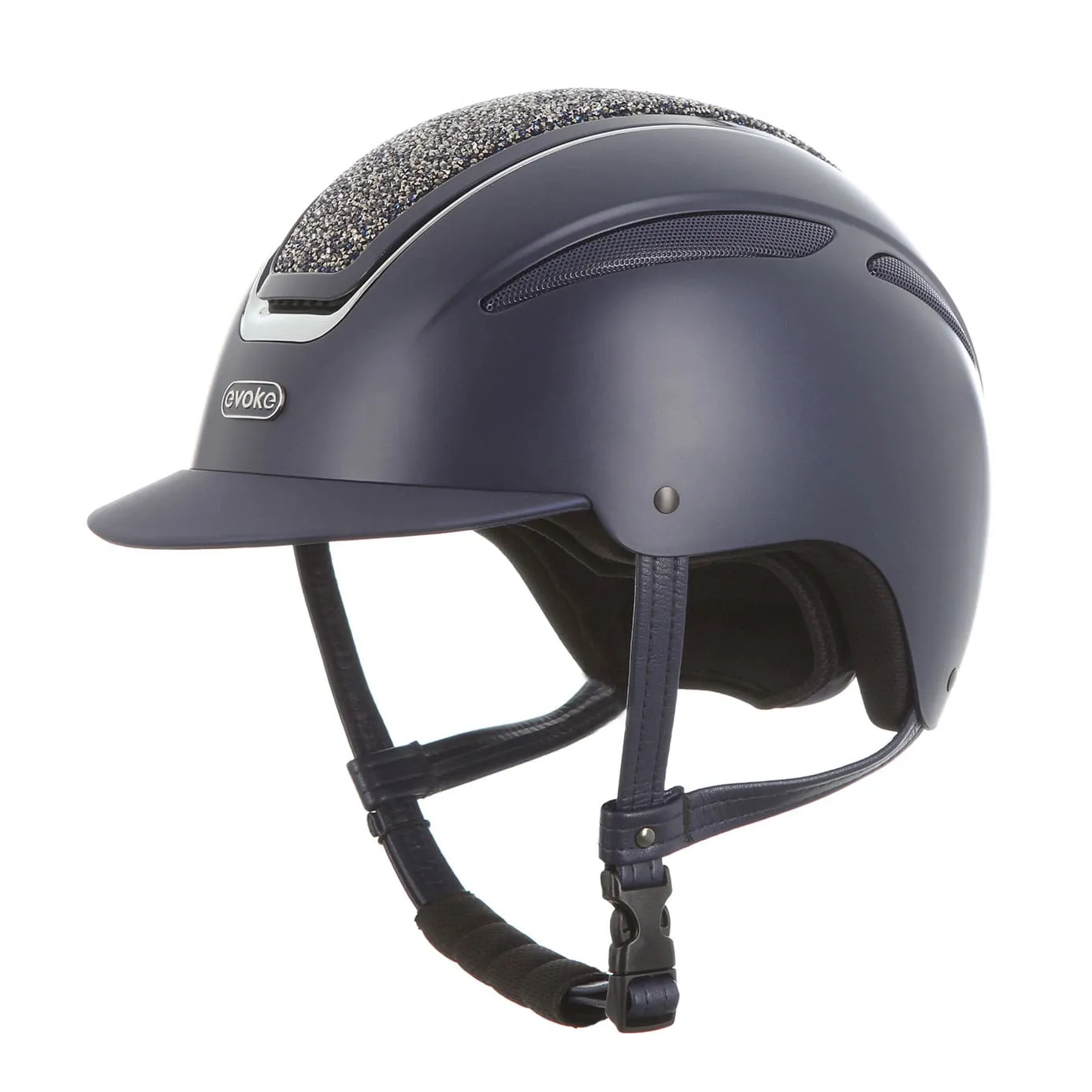 Evoke Callisto Classic Peak Riding Hat - Navy/Navy Crystal