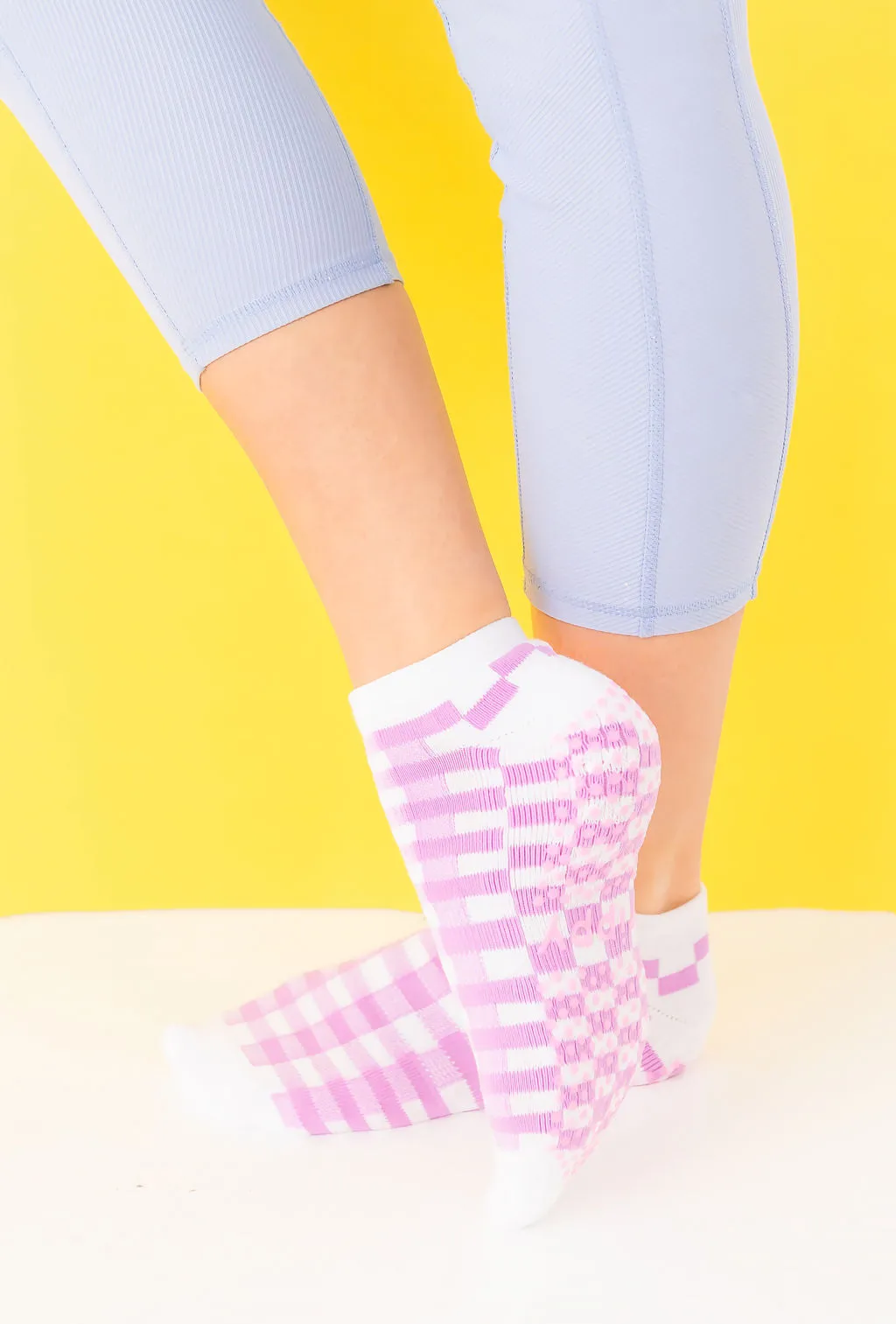 Gingham Ankle Grippy Socks