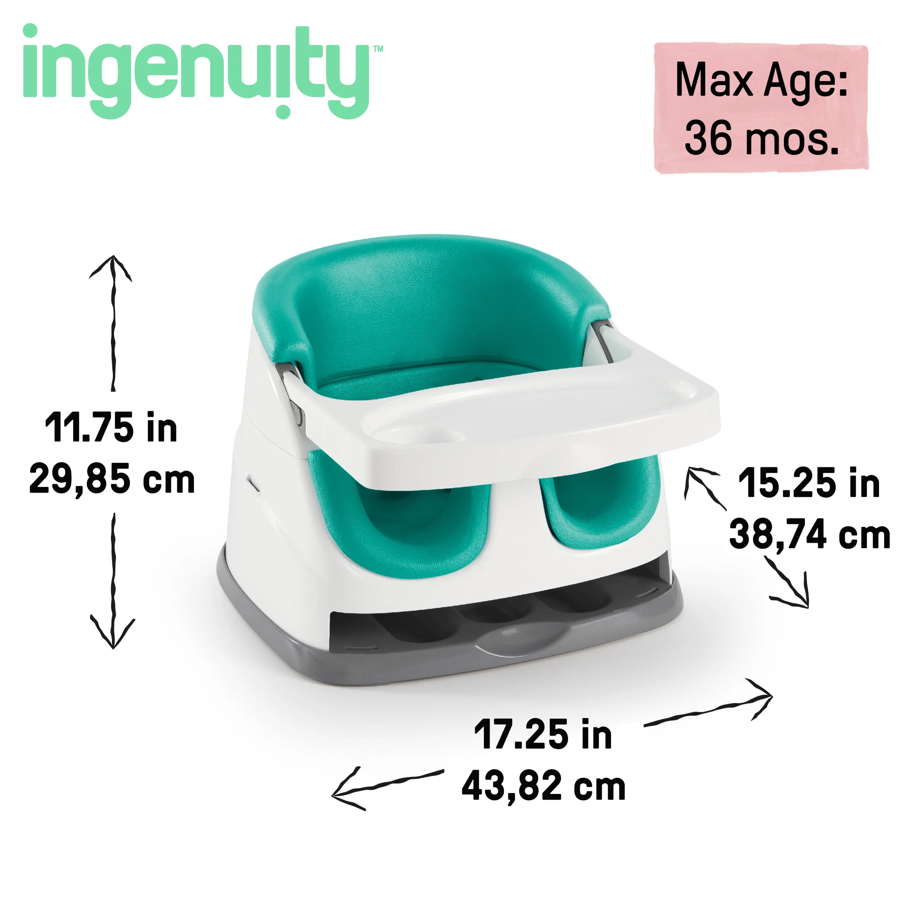 Ingenuity Baby Base 2-in-1 Booster Feeding and Floor Seat, Ultramarine Green