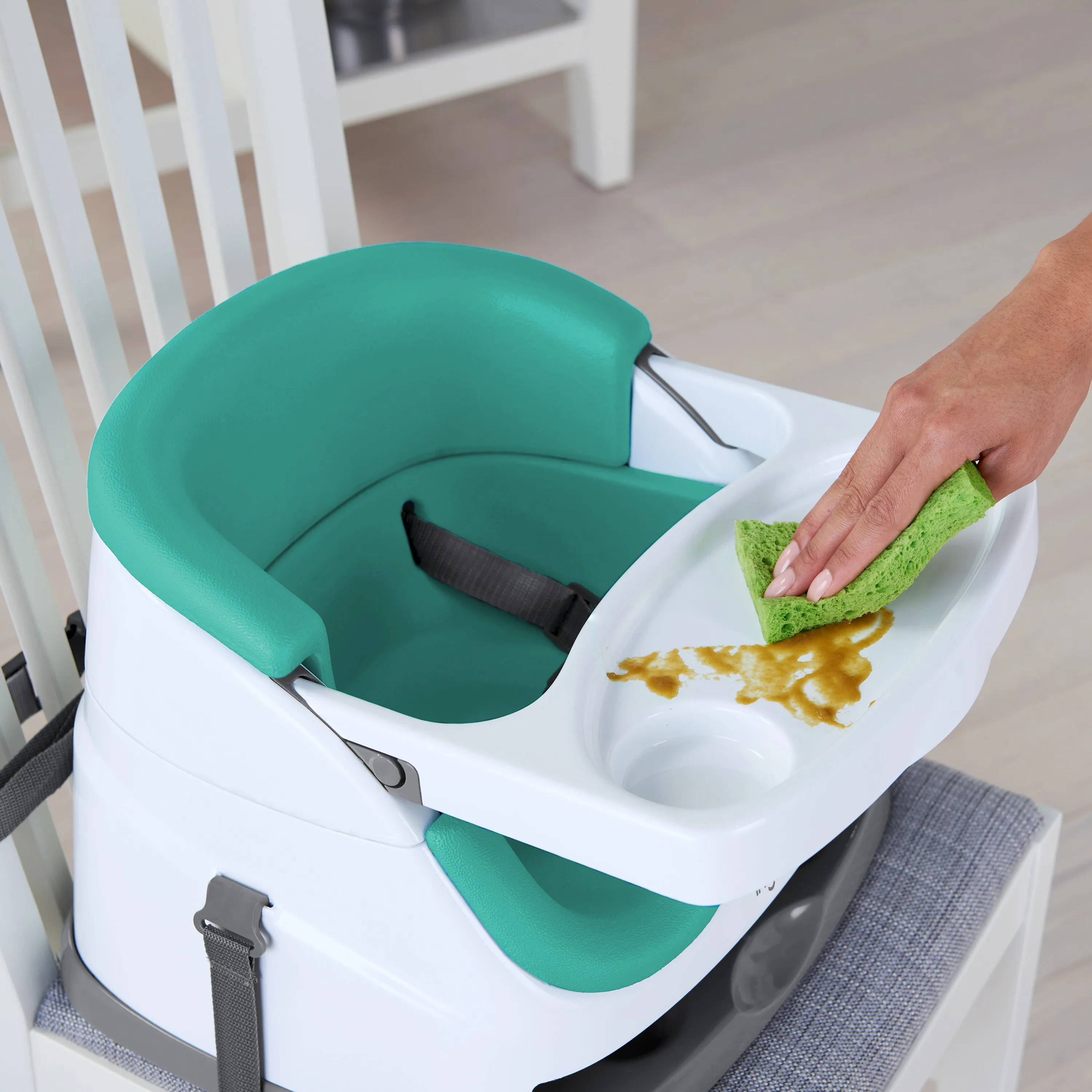 Ingenuity Baby Base 2-in-1 Booster Feeding and Floor Seat, Ultramarine Green