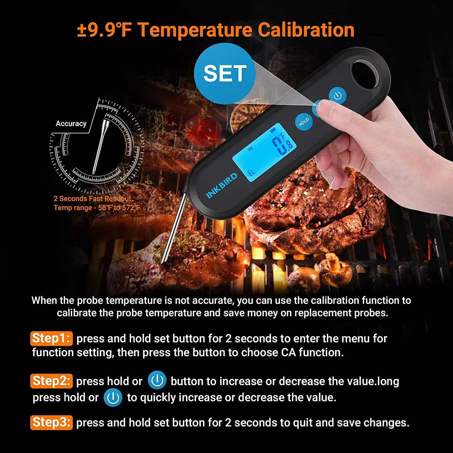 INKBIRD Hybrid Thermometer between a Remote Bluetooth BBQ Meat Thermometer with 2 Probes and an Instant-Read Thermometer,Rechargeable Grill Thermometer with Temperature Alarms and Graph, Calibration