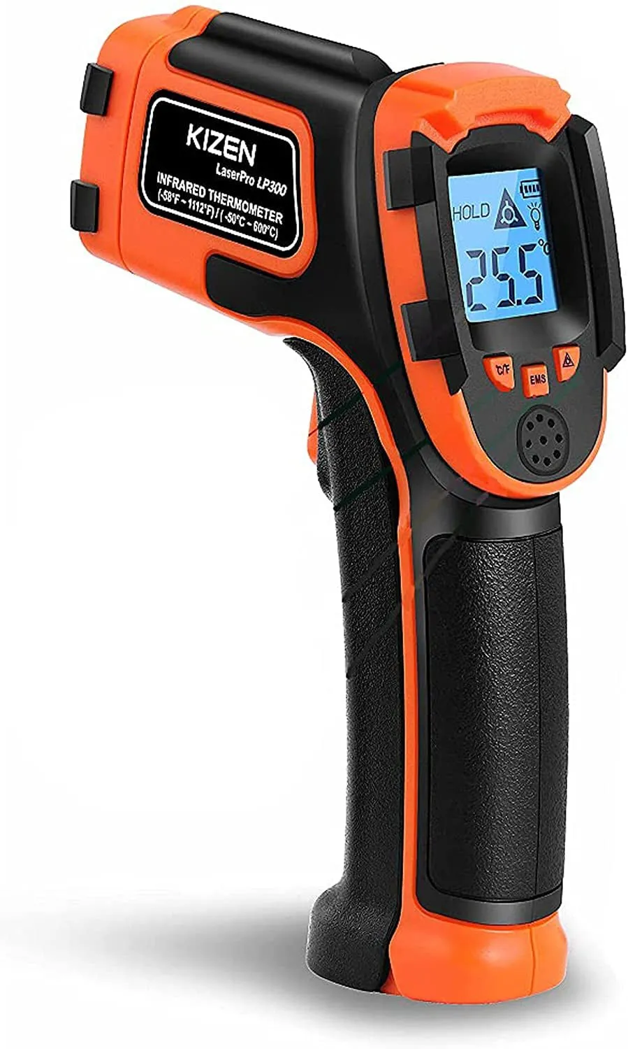 KIZEN Infrared Thermometer Gun (Laserpro LP300) - Handheld Heat Temperature Gun for Cooking, Pizza Oven, Grill & Engine - Laser Surface Temp Reader -58F to 1112F - NOT for Humans