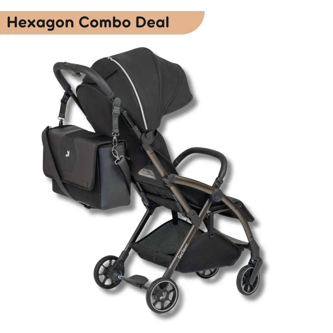 Leclercbaby Bundle Deal Hexagon Carbon Black (Stroller   Diaper Bag)