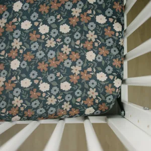 Midnight Floral Muslin Crib Sheet