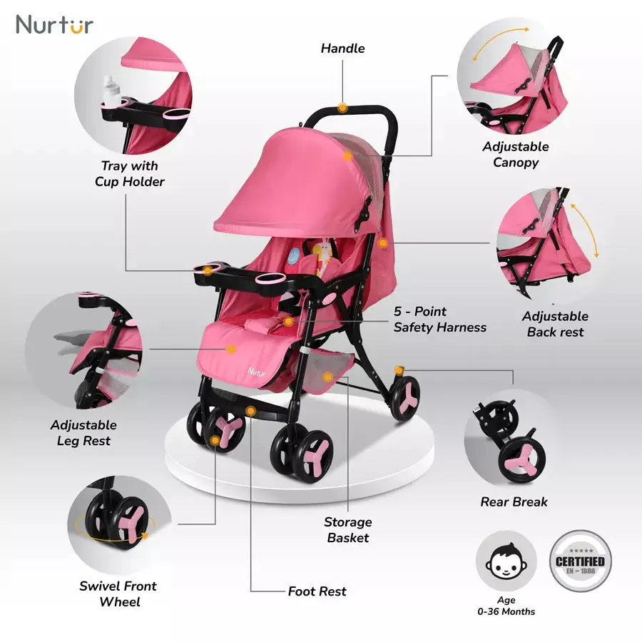 Nurtur Ryder Lightweight Baby Stroller (Pink)