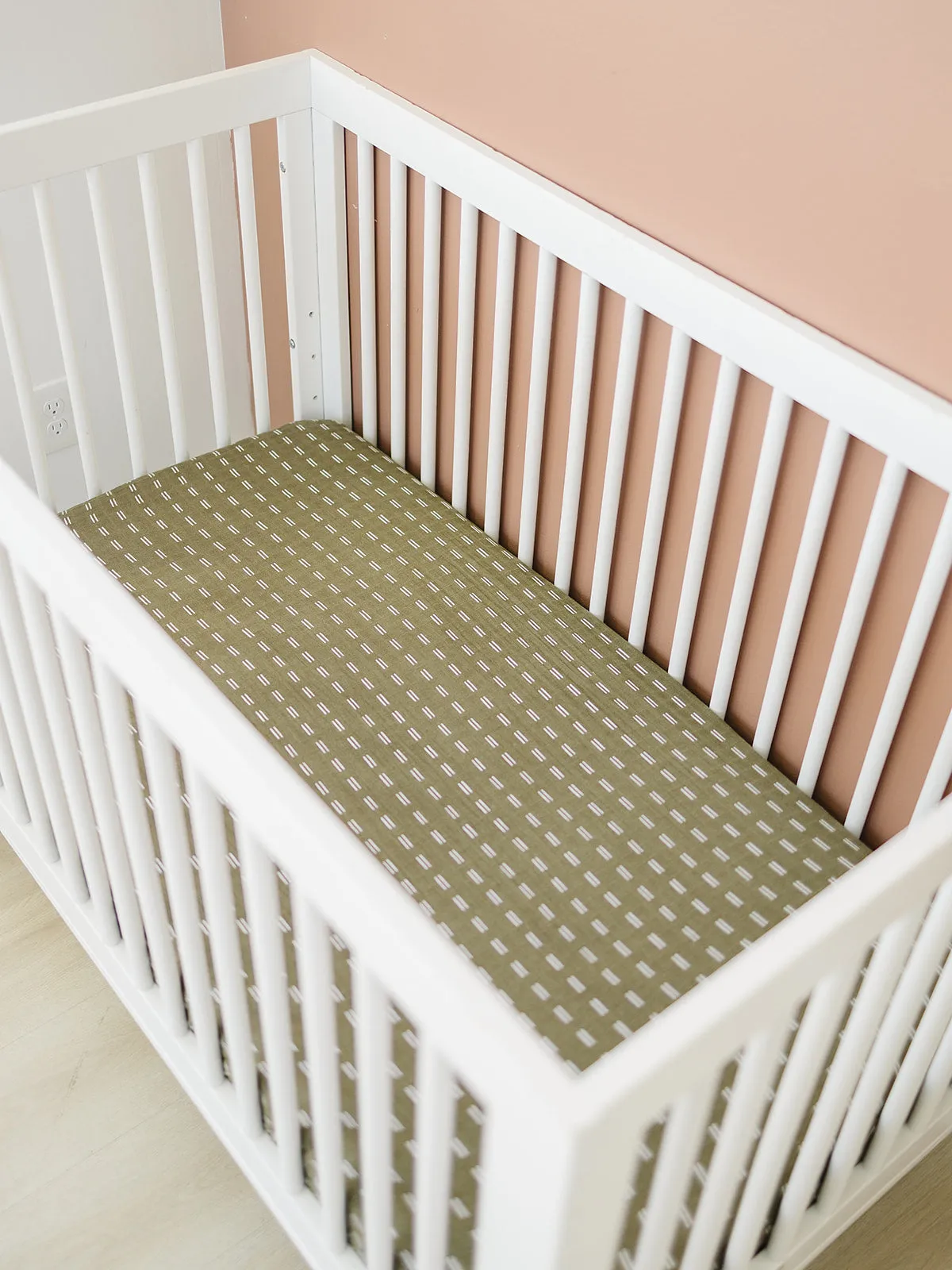 Olive Strokes Muslin Crib Sheet