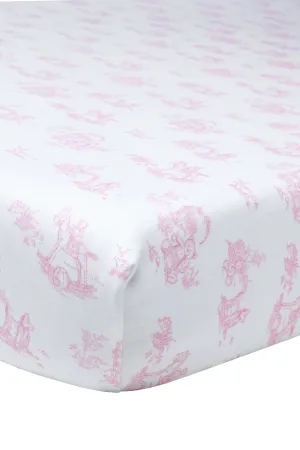 Pink Toile Baby Crib Sheets