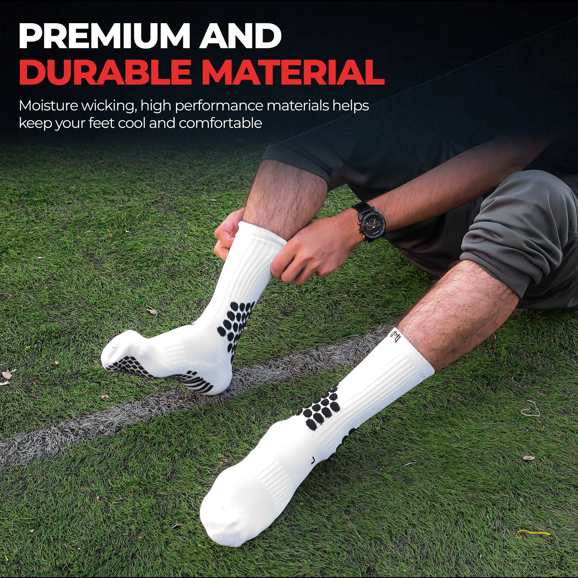 Soccer Grip Socks with Cushioned Ankle Protection