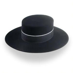 Spanish Cordobés Flat Top Hat Handmade in Black Fur Felt | The Andaluz