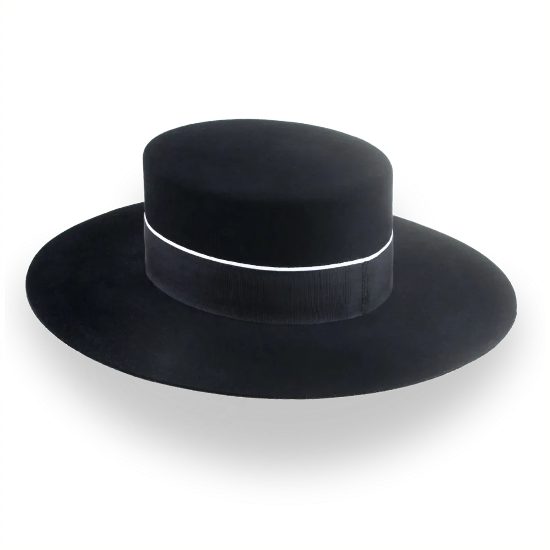 Spanish Cordobés Flat Top Hat Handmade in Black Fur Felt | The Andaluz